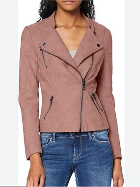 Only Biker Dusty Rose Moto Jacket - Pink